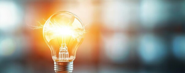 Poster - Explosion of lightbulb with creative invention impact concept. Illuminating light bulb with vibrant glow and creative potential.