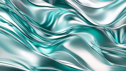 Aufkleber - Artificial intelligence theme, layered digital waves mimicking neural activity, smooth gradients in silver and teal, modern tech ambiance, abstract structure