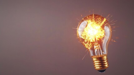 Aufkleber - Explosion of lightbulb in electric high-speed burst concept. A glowing light bulb emitting sparks, symbolizing innovation.