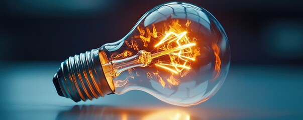 Aufkleber - Explosion of lightbulb in electric high-speed burst concept. A glowing light bulb showcasing electric sparks and innovation.