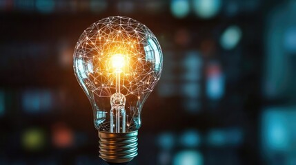 Poster - Explosion of lightbulb in electric high-speed burst concept. Illuminated light bulb showcasing innovative ideas and creativity.