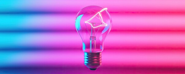 Poster - Explosion of lightbulb with creative invention impact concept. A broken light bulb with colorful gradient background.