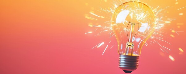 Poster - Explosion of lightbulb with creative invention impact concept. A glowing light bulb providing innovative ideas and inspiration.