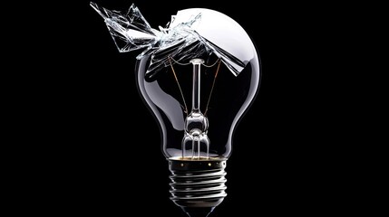 Poster - Explosion of lightbulb in electric high-speed burst concept. A shattered light bulb symbolizing broken ideas and innovation.