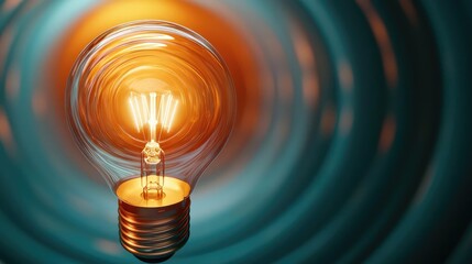 Poster - Explosion of lightbulb showing filament and invention concept. A glowing light bulb showcases innovation and creativity.