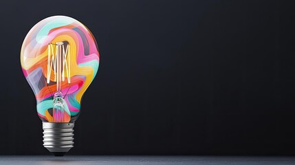 Poster - Explosion of lightbulb with creative invention impact concept. Colorful light bulb with artistic design glowing in the dark.