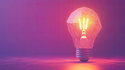 Poster - Polygon lightbulb featuring lamp and network concept. A glowing bulb representing innovation and futuristic ideas.