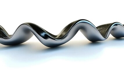 Poster - Abstract silver ribbon swirls on white.  Background for design