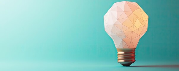 Poster - Polygon lightbulb in business and idea exchange concept. Stylish low-poly light bulb on a vibrant background.