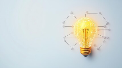 Poster - Polygon lightbulb featuring lamp and network concept. A glowing light bulb symbolizing innovation and bright ideas.