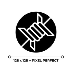 Poster - Freedom from torture and degrading treatment pixel perfect glyph solid icon. Human rights benefits. Protecting imprisoners. Black silhouette symbol on negative space. Vector isolated illustration