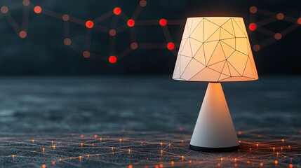 Poster - Polygon lightbulb in business and idea exchange concept. Modern lamp design illuminating a stylish interior space.