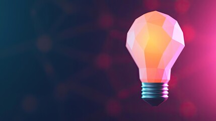 Poster - Polygon lightbulb featuring lamp and network concept. A creative light bulb design with a modern, colorful aesthetic.