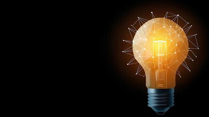 Poster - Polygon lightbulb in business and idea exchange concept. Innovative light bulb design with glowing bright energy.