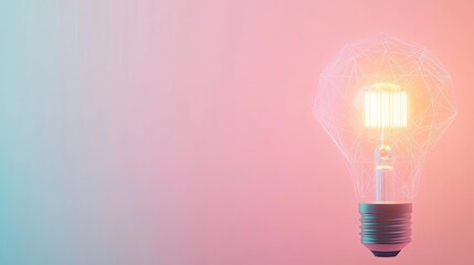 Poster - Polygon lightbulb in business and idea exchange concept. A glowing light bulb showcasing innovative design and creativity.