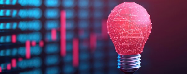 Poster - Polygon lightbulb in business and idea exchange concept. A creative light bulb symbolizing innovative ideas and growth.