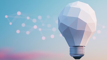 Poster - Polygon lightbulb featuring lamp and network concept. A creative, geometric light bulb representing innovation and ideas.
