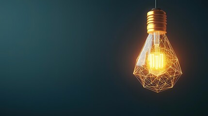 Poster - Polygon lightbulb in business and idea exchange concept. Stylish light bulb glowing in a modern setting.