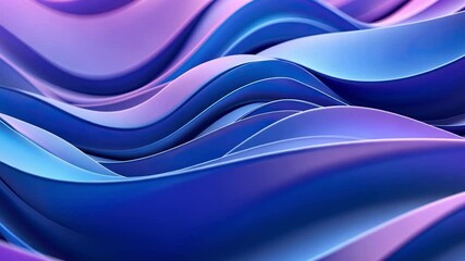 Poster - Sleek, smooth waves in vibrant shades of blue and purple create mesmerizing abstract design, showcasing fluid texture and captivating background pattern that evokes calmness.