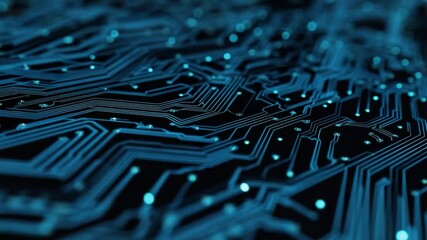 Poster - Digital Circuitry: A captivating macro perspective, revealing the intricate pathways of a computer motherboard, a symphony of glowing circuits. Explore the complexity of the digital world.