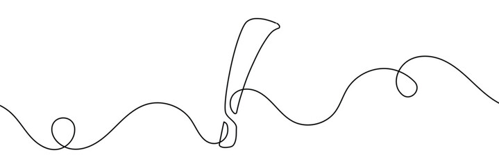Aufkleber - Continuous linear drawing of exclamation mark. Single-line drawing of an exclamation mark. Exclamation mark in one line style. Vector illustration.