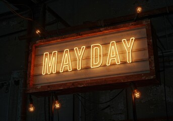 Wall Mural - Mayday sign with lights