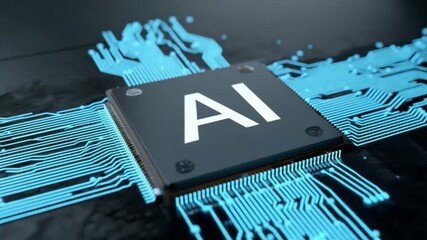 Poster - AI Chip: A detailed visual representation of a cutting-edge AI chip with the letters 