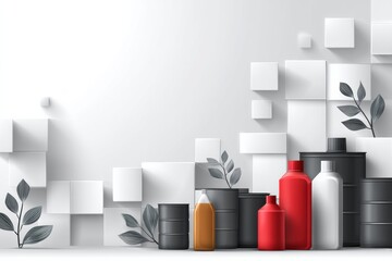 Poster - Clean and Modern Mockup Background Suitable for Oil Company Presentations and Industry-Related Projects Showcasing Various Containers and Design Elements