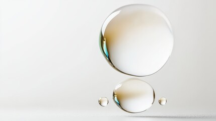 Poster - three clear spheres, each with a different size and shape. the spheres are floating in the air, crea