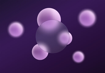 Poster - gradient dark background with transparent round panel and floating spheres, glass morphism style bac