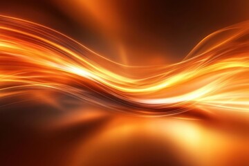 Poster - Dynamic waves of vibrant orange and gold light create a stunning abstract visual effect at dusk