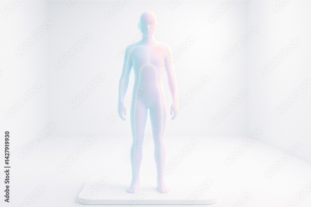 Human Anatomy Model: A stylized 3D render of a human anatomical figure ...
