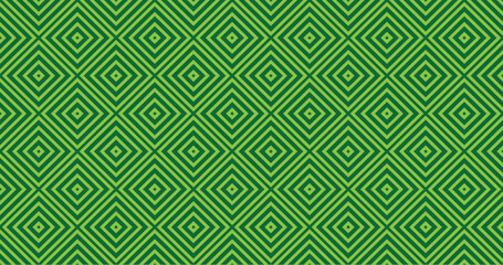 Poster - Retro green square illusion diamondlayered vibrant and hypnotic pattern