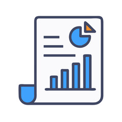 Poster - Financial Report Icon with Bar Chart and Pie Chart on Black Background