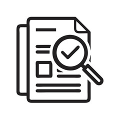 Poster - Document Review with Magnifying Glass - Vector Illustration