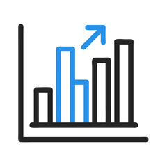 Poster - Growth Chart with Arrow: Business Success and Progress Illustration on Black Background