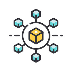 Poster - Decentralized Network Icon: Blockchain, Data Distribution, and Digital Connectivity