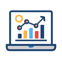 Poster - Laptop with Business Analytics: Market Trend and Financial Growth Visualization