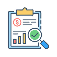 Poster - Financial Audit Report Icon with Magnifying Glass and Graph on Clipboard