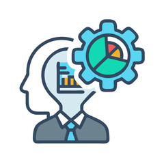 Poster - Data-Driven Thinking: Human Head with Statistics, Charts, and Pie Chart
