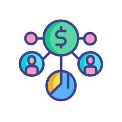 Poster - Financial Growth and Collaboration: Business Networking, Money, People, and Statistics Icon