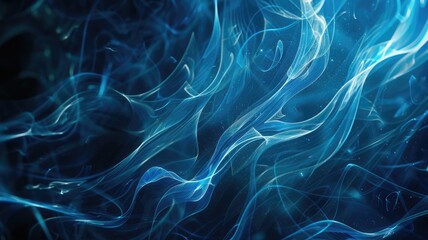 Poster - Dive into this captivating abstract image featuring a dark background filled with swirling blue patterns. It evokes fluidity and energy, perfect for digital projects.