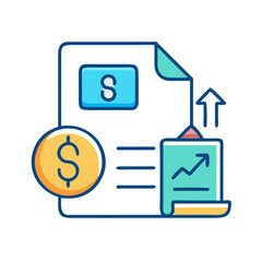 Poster - Financial Report and Dollar Coin, Investment Growth Illustration on Black Background