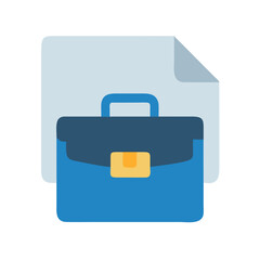 Poster - Blue Briefcase with Document Icon - Business and Work Symbol