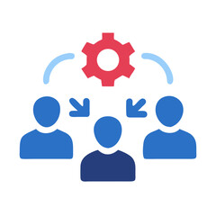 Poster - Team Collaboration with Cogwheel: Connection, Management, and Productivity Illustration