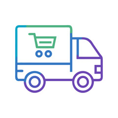 Poster - Delivery Truck Icon with Shopping Cart: Online Shopping and Logistics