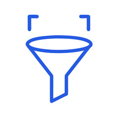 Poster - Minimalist Blue Filter Icon on Black Background: Data Processing and Selection