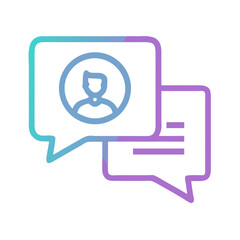 Poster - Modern Communication Icon: Person in Speech Bubble with Chat Box