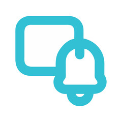 Poster - Notification Bell Icon for Alerts and Updates, Aqua Blue Outline Symbol