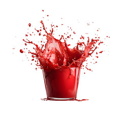 Poster - A dynamic and vibrant image of a red liquid splash creating an abstract energetic explosion of color and movement against a clean minimalist background